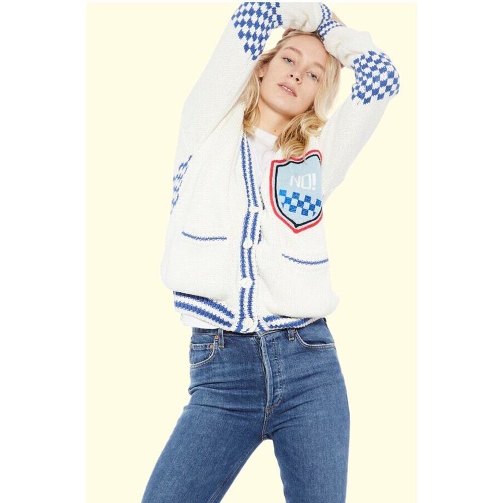 NO! Jeans Sz 2 M Blue Pocket Cardigan Sweater Lined Cotton Ramie